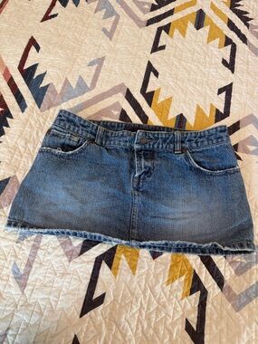 Blue Asphalt Blue Denim Mini Skirt with Raw Hem